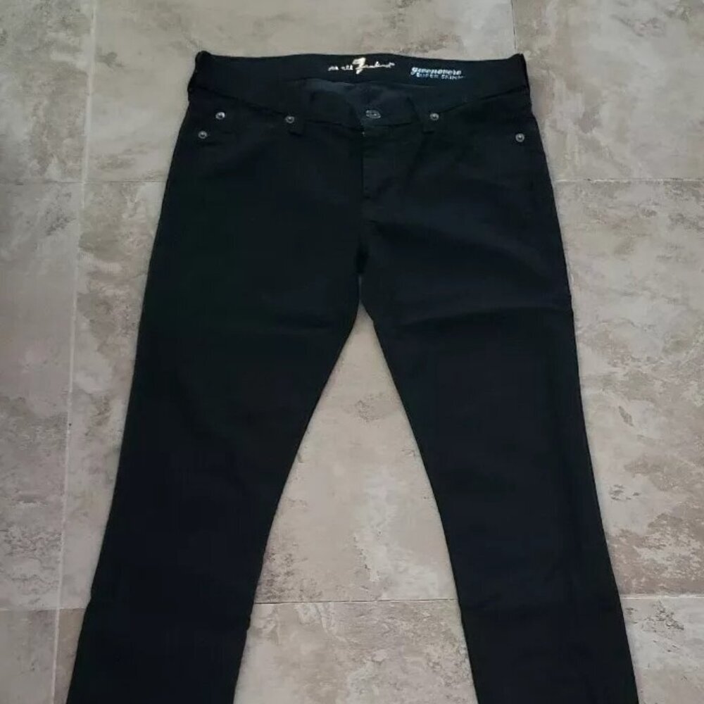 Seven for All Mankind Black Denim Straight Leg Jeans